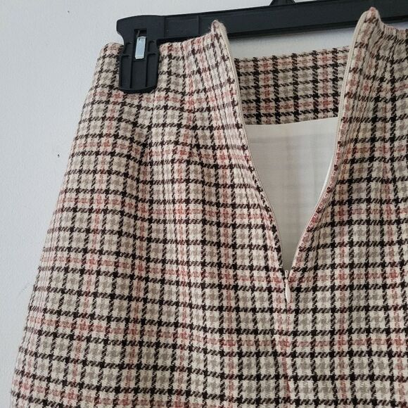Vintage Savannah Wool Blend Mini Skirt Plaid Neutral 6P - Picture 4 of 9